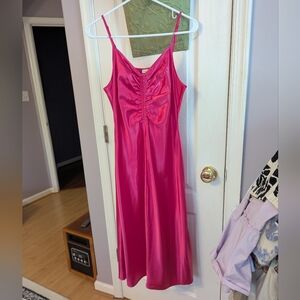 Vibrant Pink Satin Dress